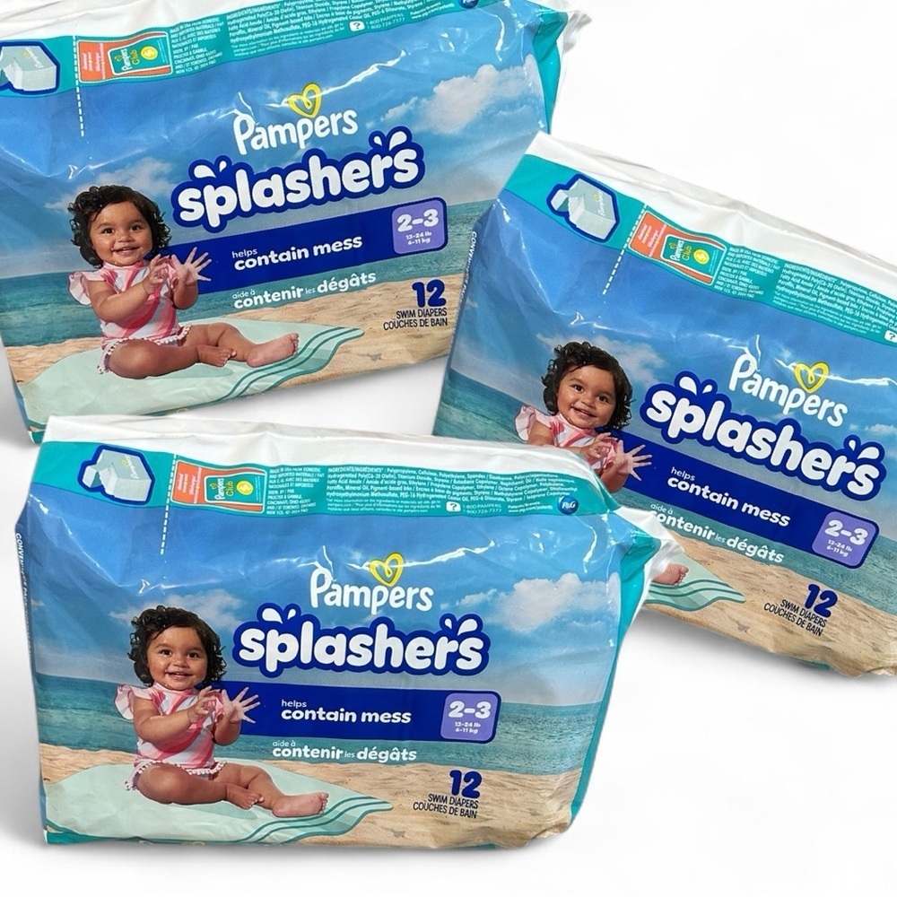 Pampers Splashers Swim Diapers size 2-3, THREE Packs, 36 Total Swim Diapers